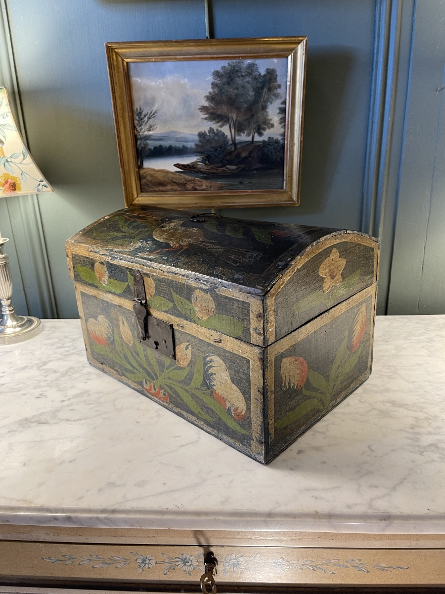 19th Century Painted Wooden Normandy Box-photo-2