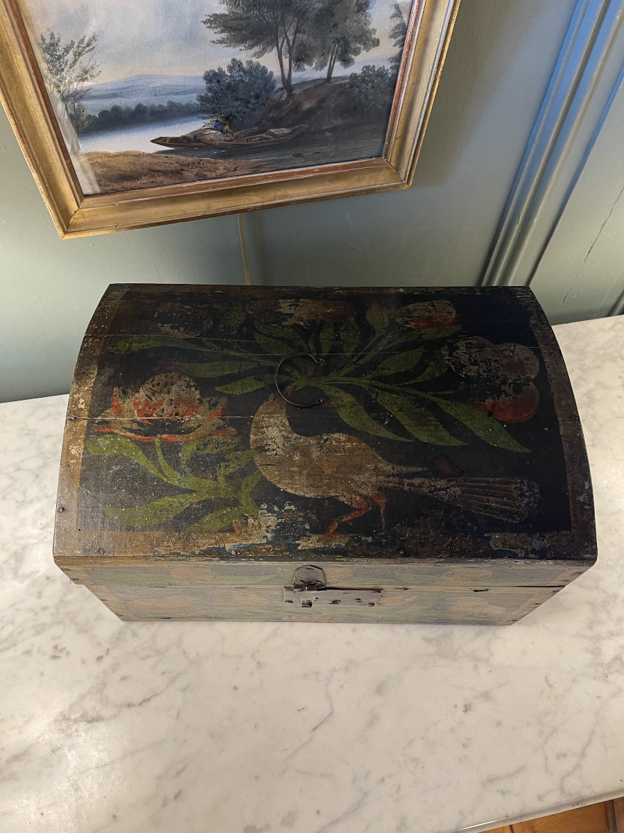 19th Century Painted Wooden Normandy Box-photo-1