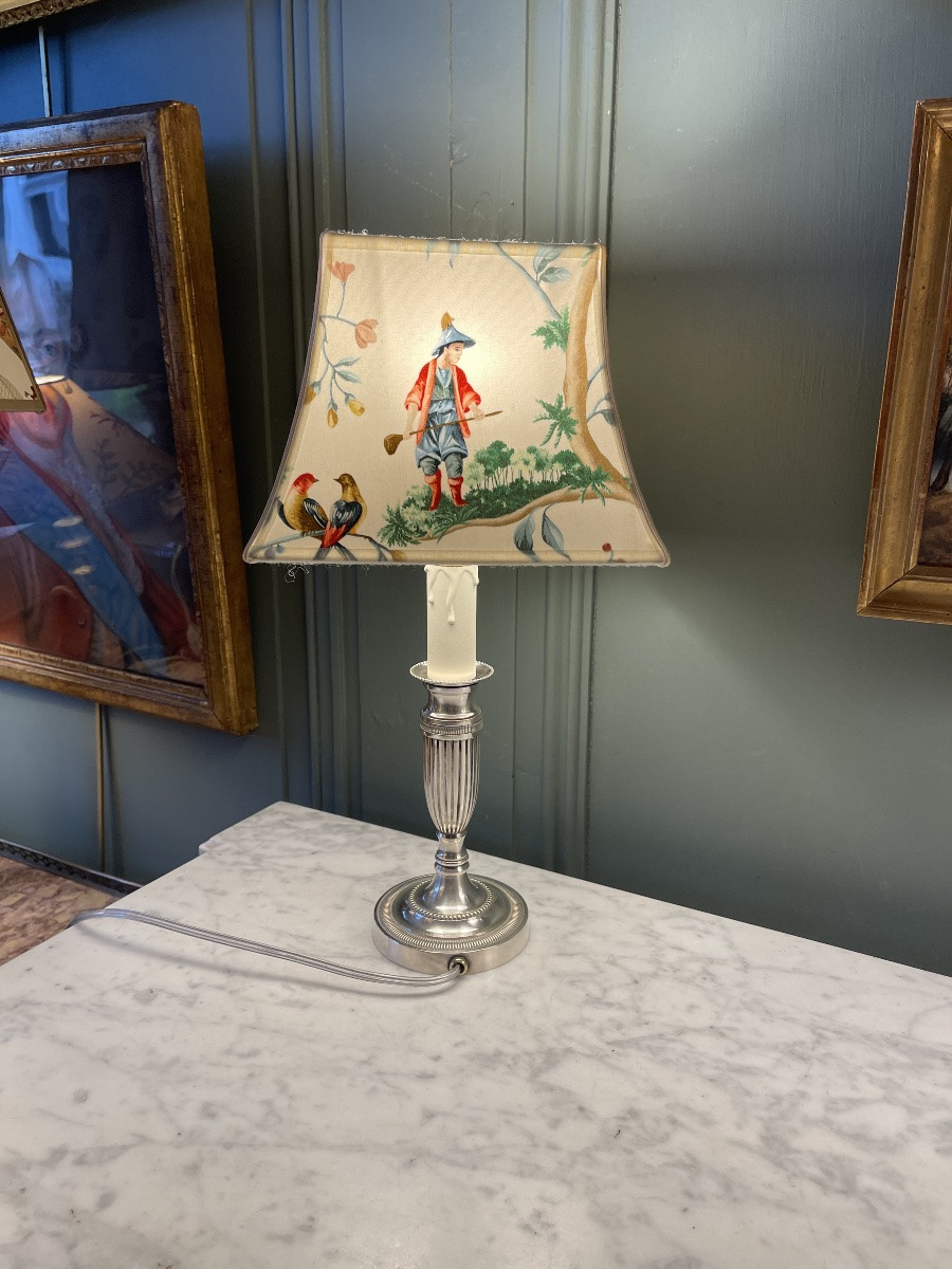 Silver Metal Lamp, Height 38.5 Cm-photo-4