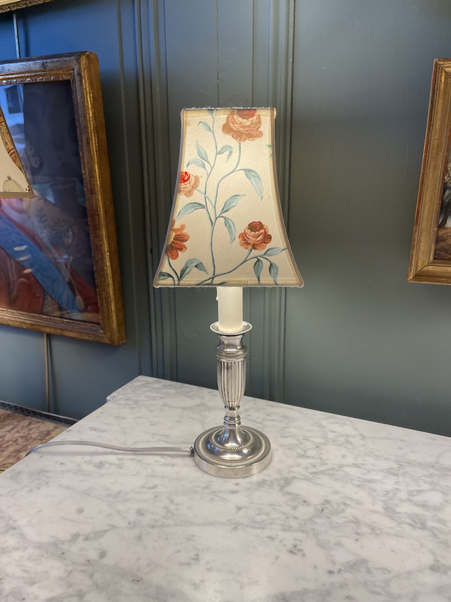 Silver Metal Lamp, Height 38.5 Cm-photo-1