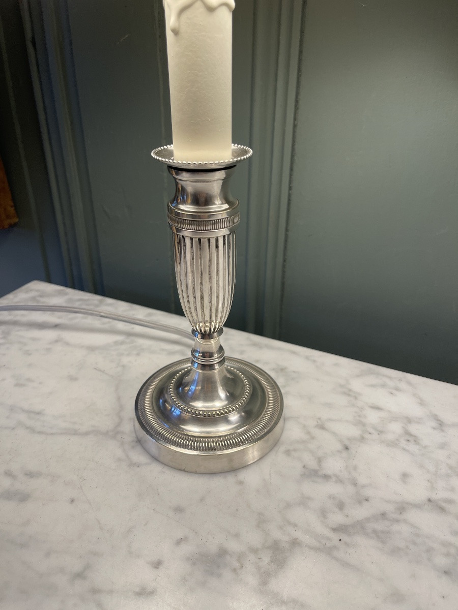Silver Metal Lamp, Height 38.5 Cm-photo-2