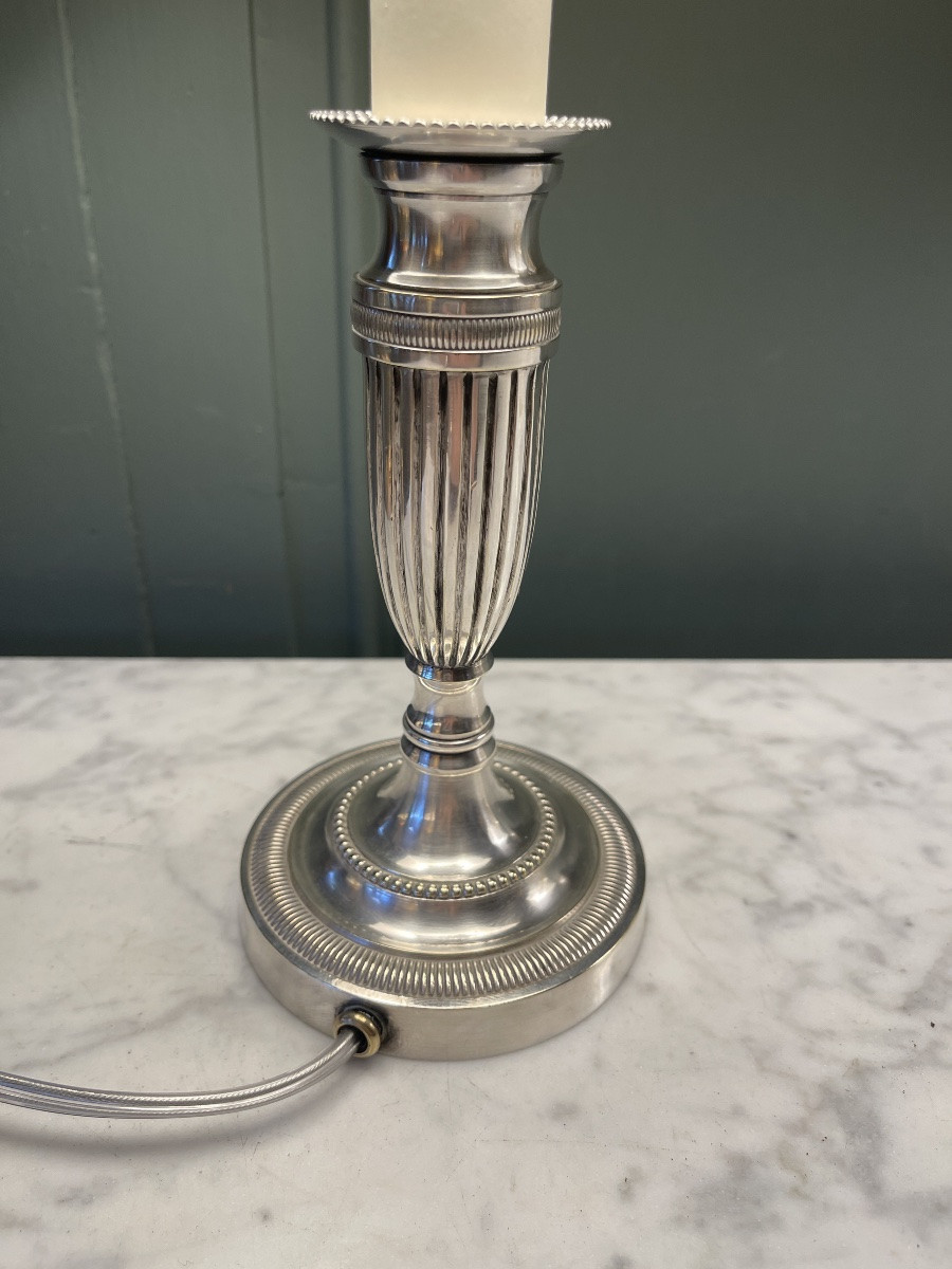 Silver Metal Lamp, Height 38.5 Cm-photo-3