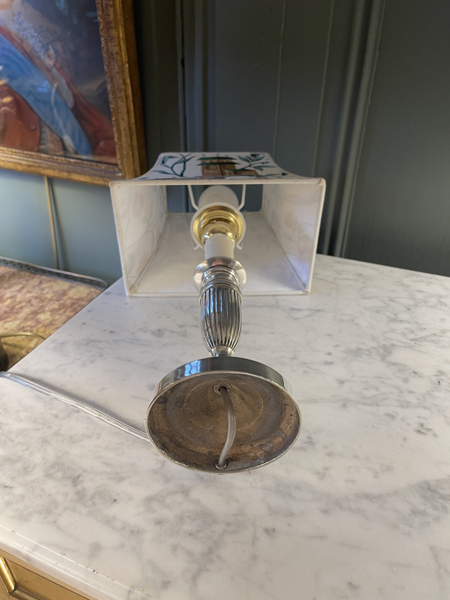 Silver Metal Lamp, Height 38.5 Cm-photo-4