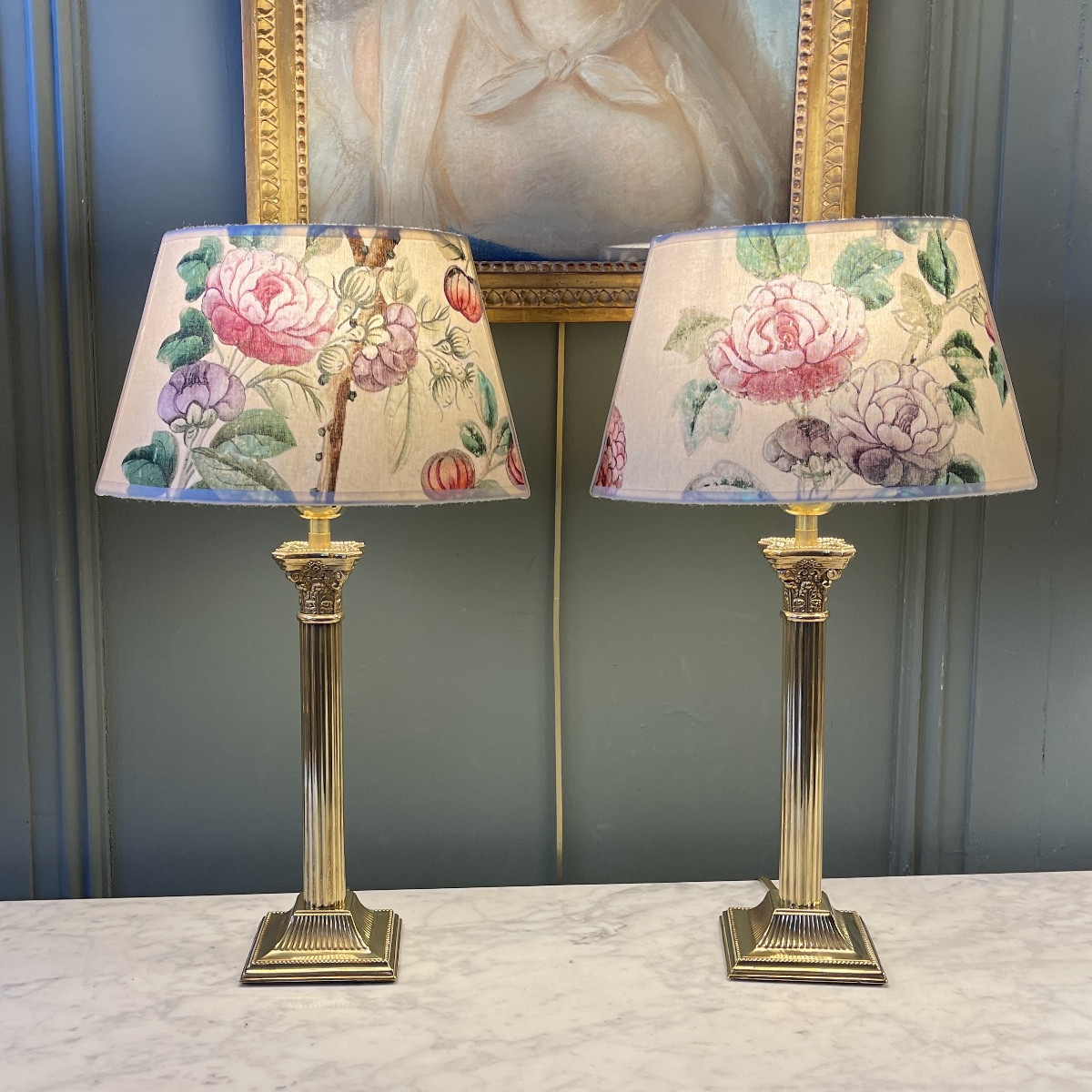 Paire de lampes, hauteur 44 cm