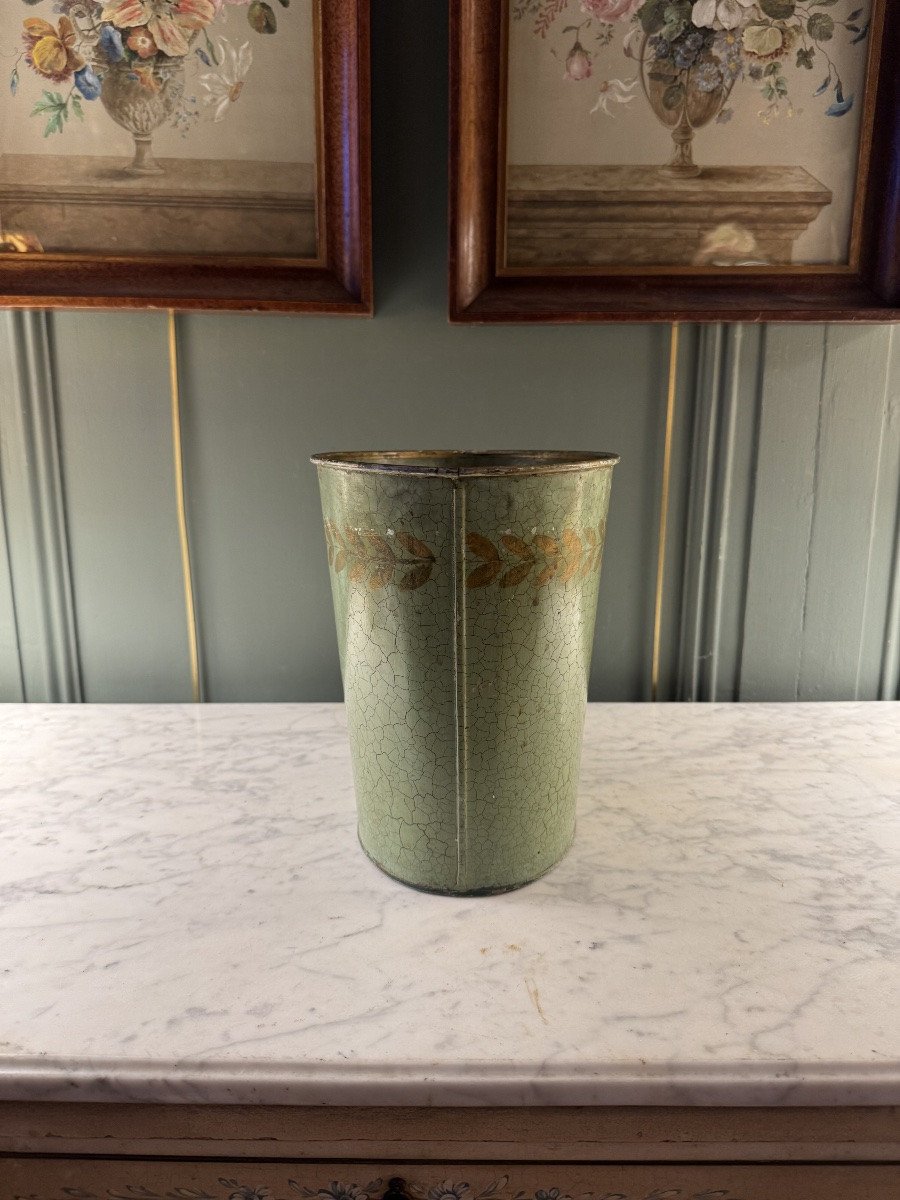 Painted Sheet Metal Wastepaper Basket, Height 23.5 Cm-photo-3