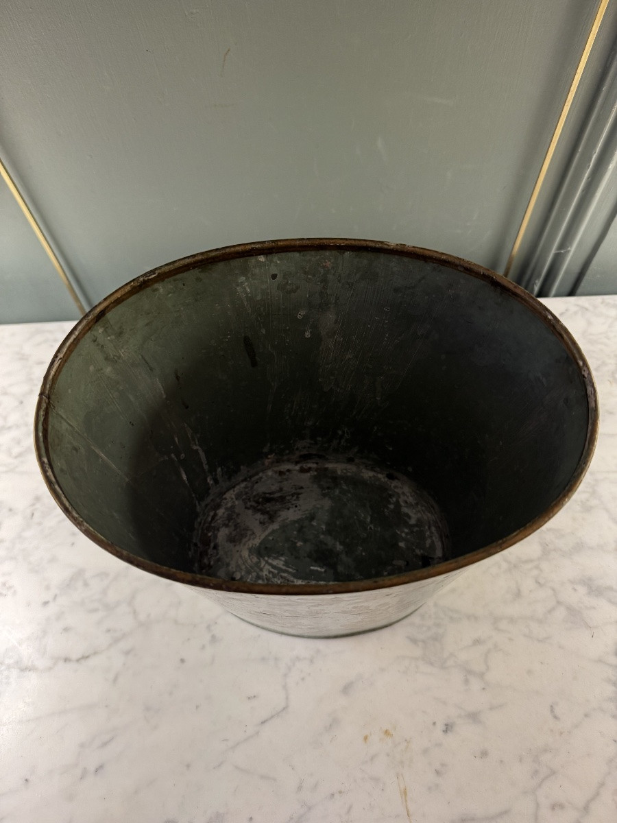 Painted Sheet Metal Wastepaper Basket, Height 23.5 Cm-photo-5