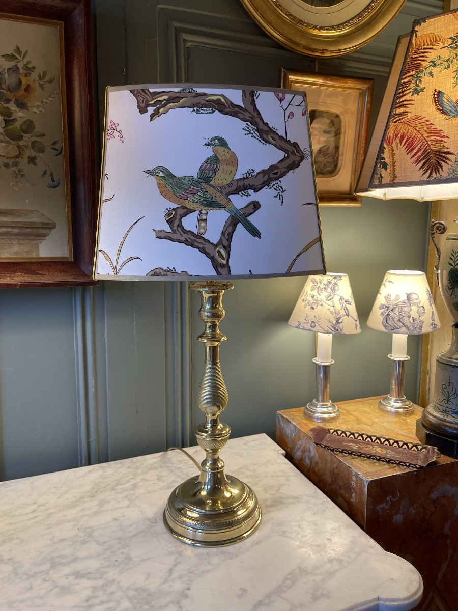 Grande lampe en bronze ciselé XIXème, hauteur 59 cm-photo-2