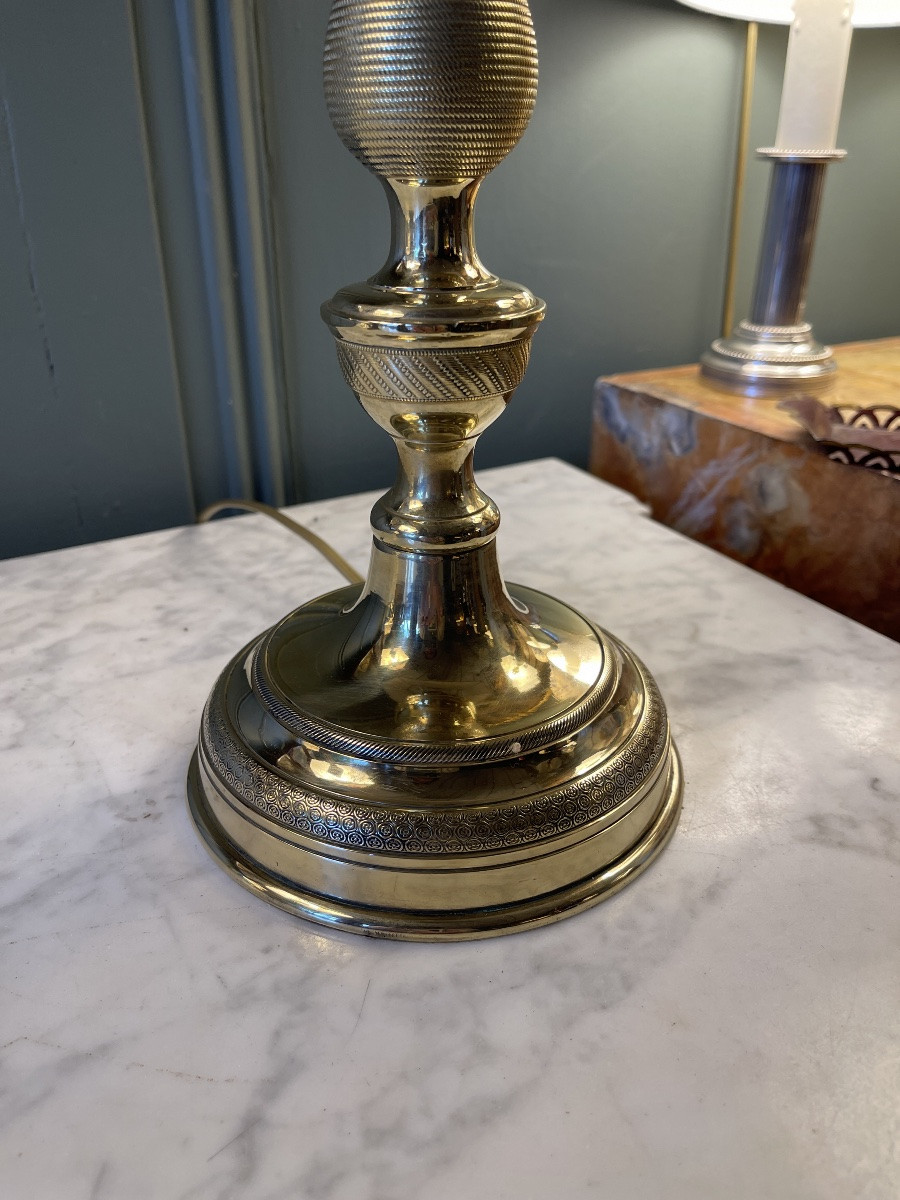Grande lampe en bronze ciselé XIXème, hauteur 59 cm-photo-6