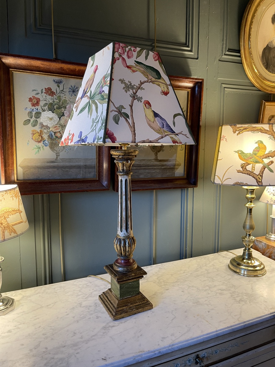 Lampe en bois peint, Hauteur 78 cm-photo-2