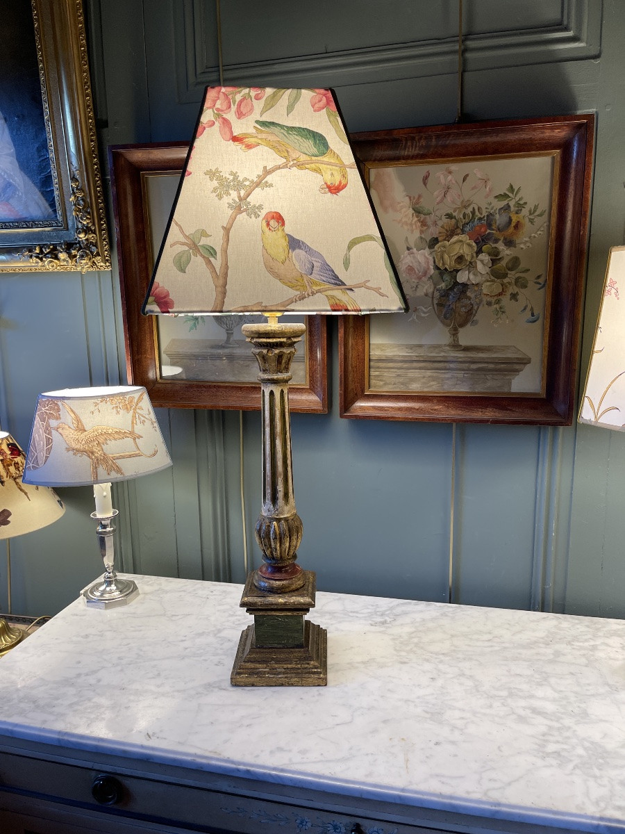 Lampe en bois peint, Hauteur 78 cm-photo-3