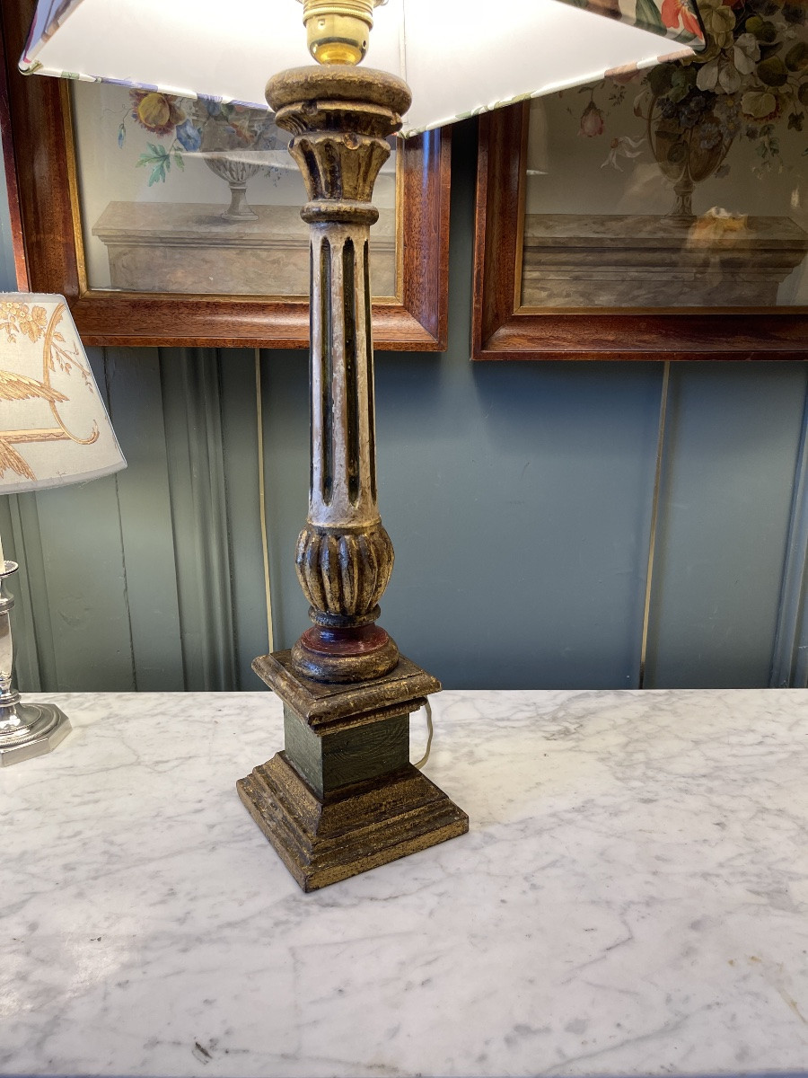 Lampe en bois peint, Hauteur 78 cm-photo-4