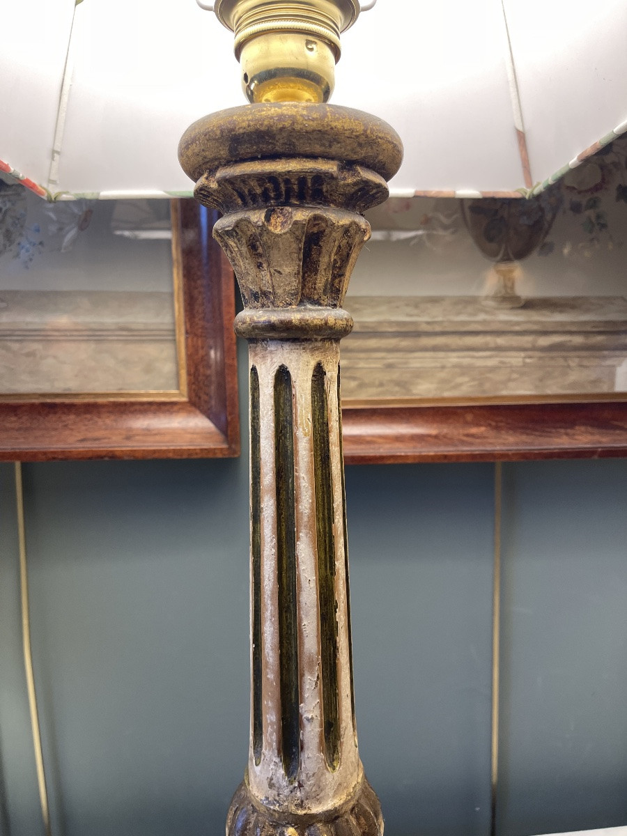 Lampe en bois peint, Hauteur 78 cm-photo-5