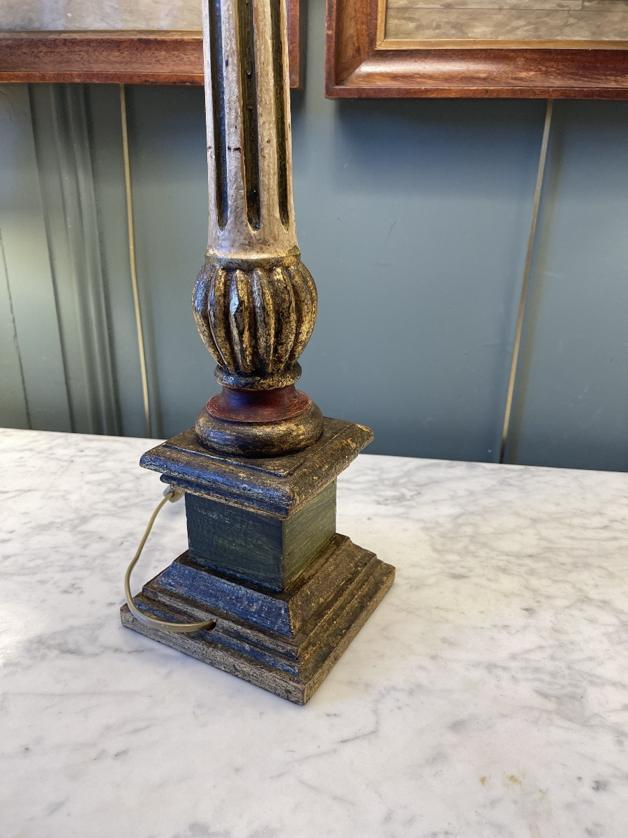 Lampe en bois peint, Hauteur 78 cm-photo-6