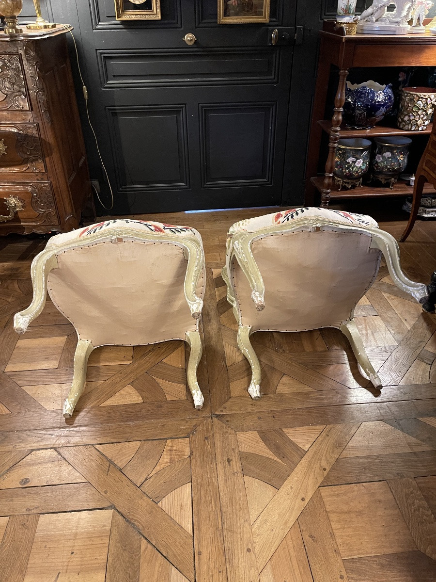 Paire de chaises à la reine en bois peint-photo-7