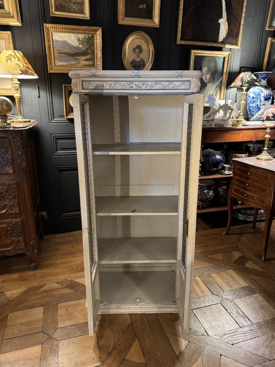 Petite vitrine en bois laqu&eacute; style Louis XVI-photo-2