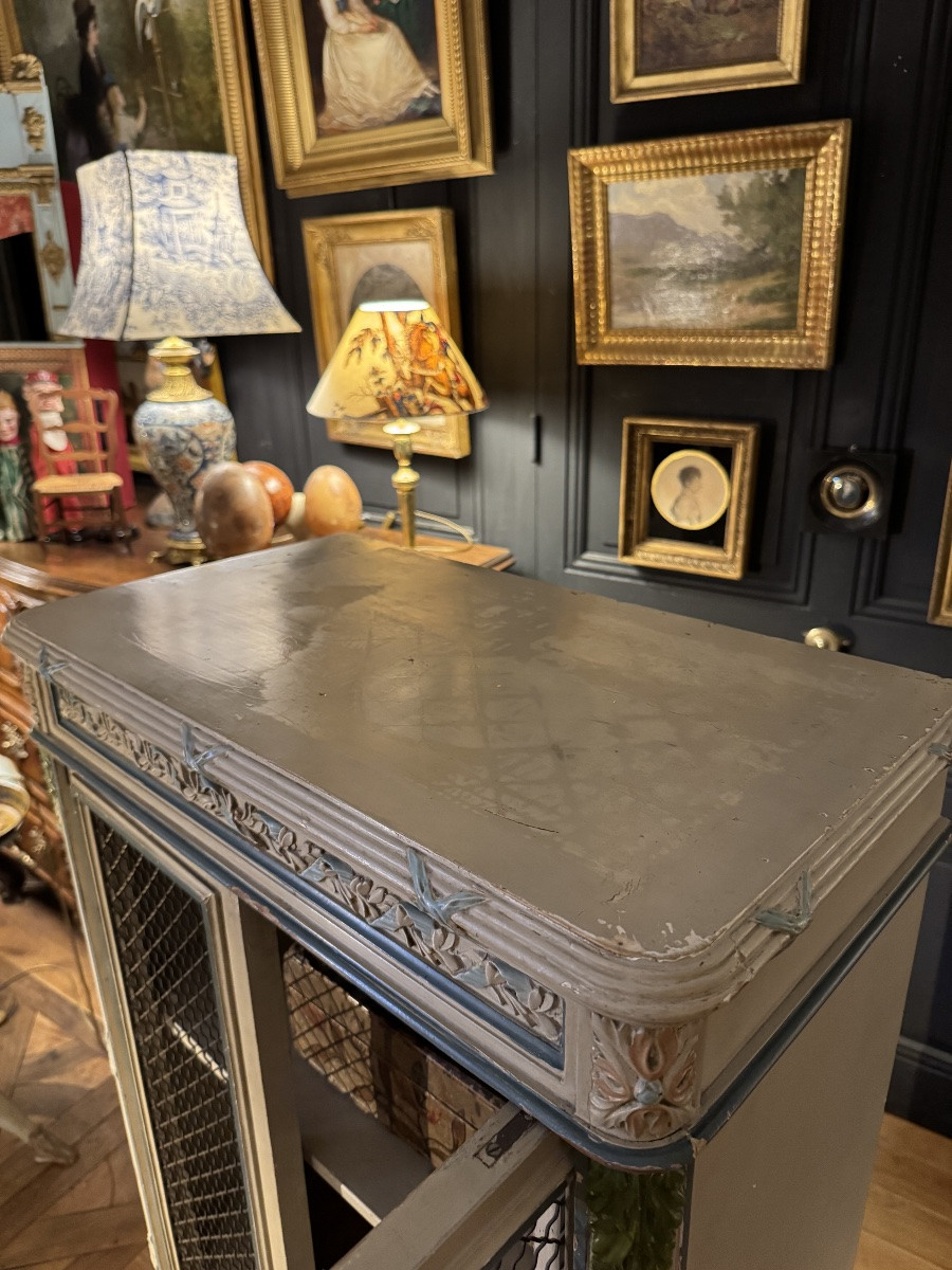 Petite vitrine en bois laqu&eacute; style Louis XVI-photo-7