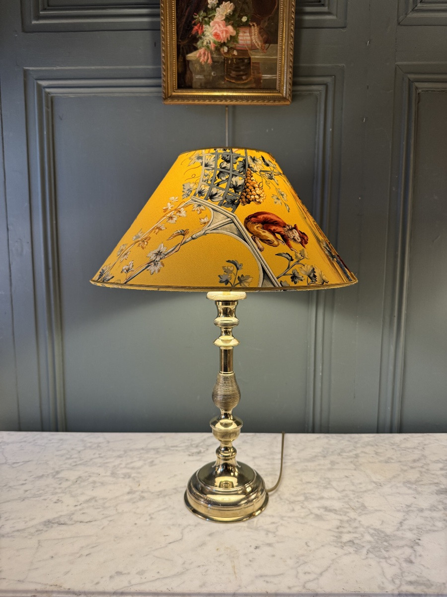 Grande lampe en bronze ciselé XIXème, hauteur 55.5 cm-photo-4