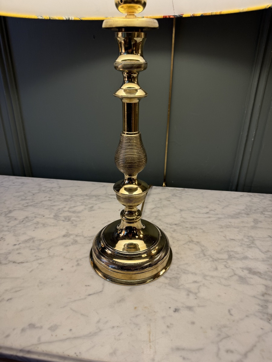 Grande lampe en bronze ciselé XIXème, hauteur 55.5 cm-photo-4