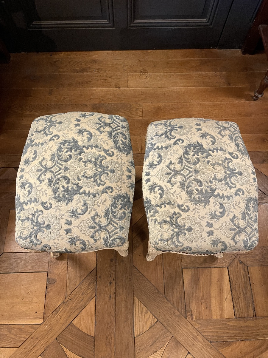 Pair Of Painted Wooden Stools -photo-1