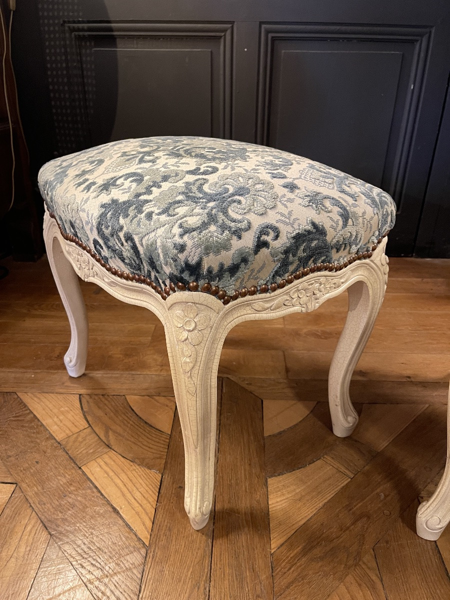 Pair Of Painted Wooden Stools -photo-2
