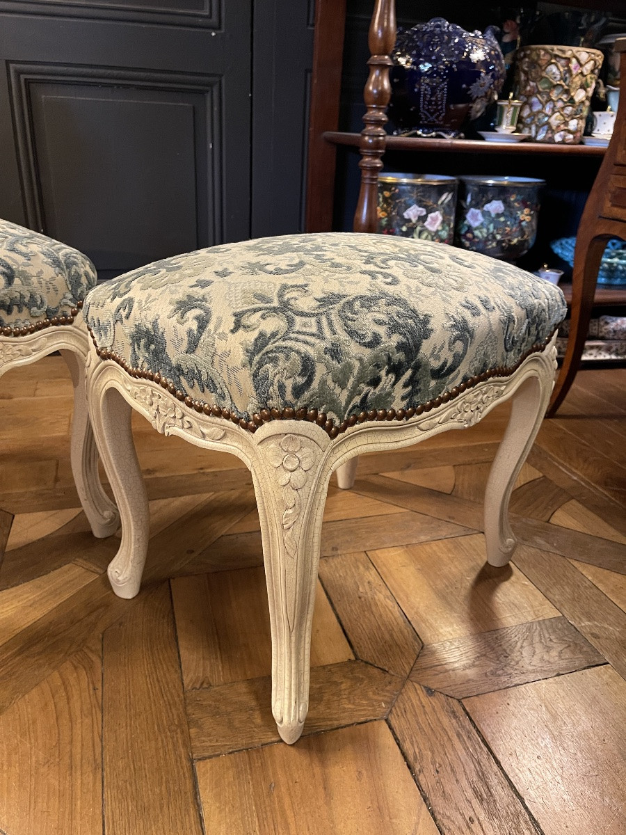 Pair Of Painted Wooden Stools -photo-3