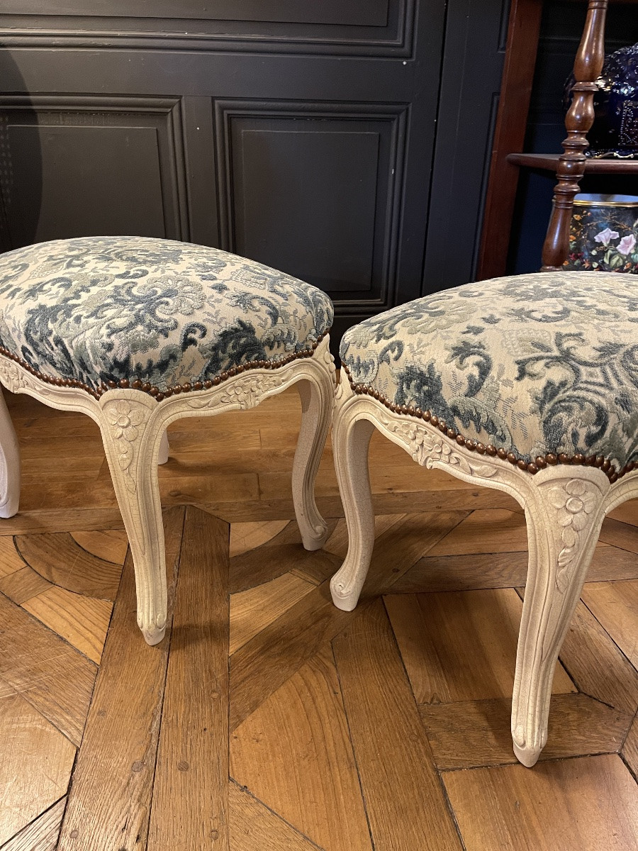 Pair Of Painted Wooden Stools -photo-4