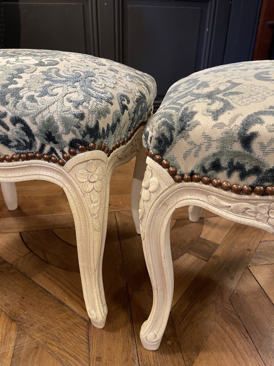 Pair Of Painted Wooden Stools -photo-5