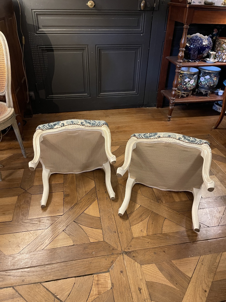 Pair Of Painted Wooden Stools -photo-6