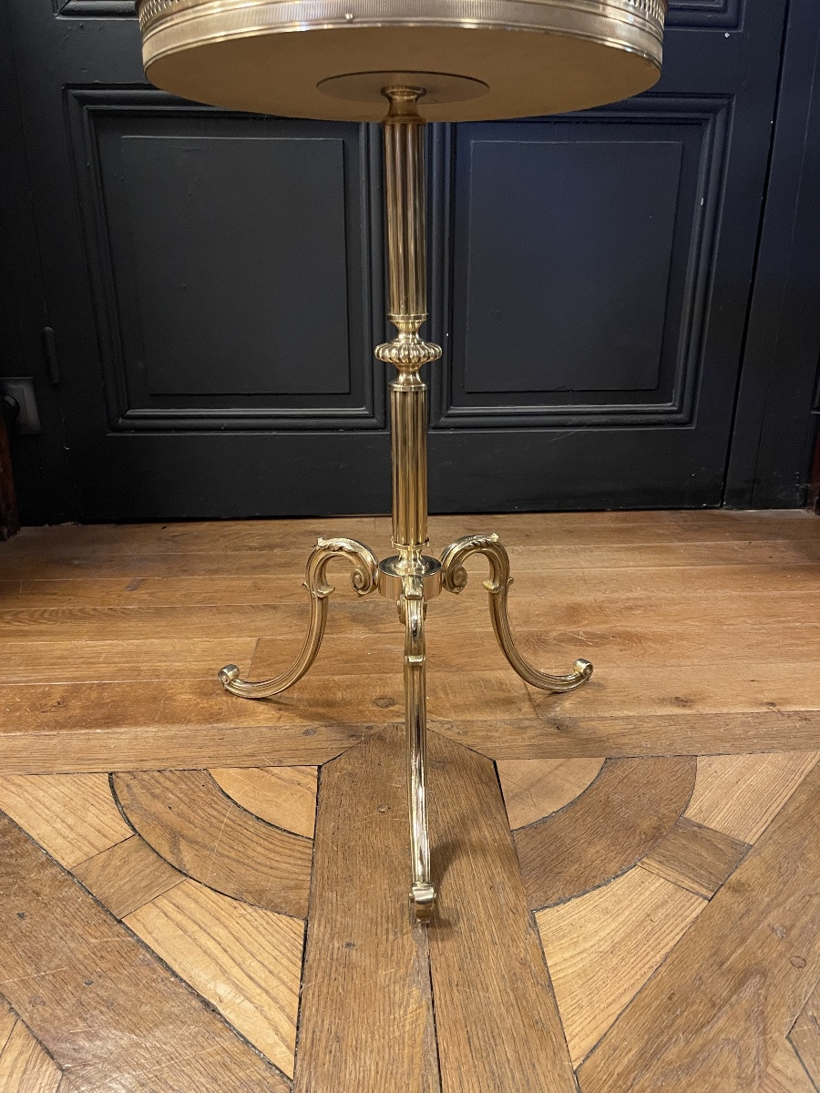 Brass Tripod Pedestal Table, Height 57.5 Cm-photo-4
