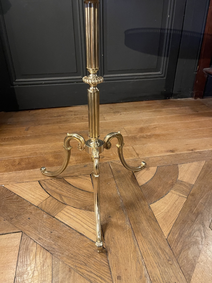 Brass Tripod Pedestal Table, Height 57.5 Cm-photo-1