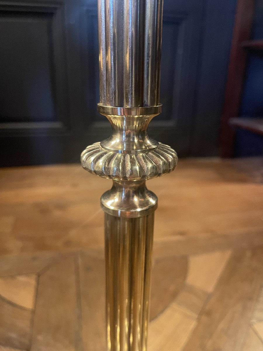 Brass Tripod Pedestal Table, Height 57.5 Cm-photo-2