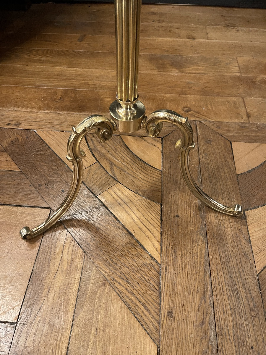 Brass Tripod Pedestal Table, Height 57.5 Cm-photo-4
