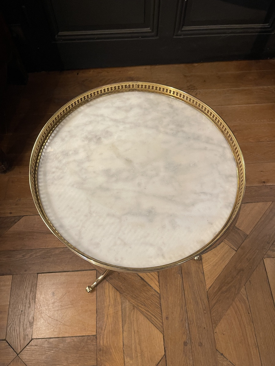 Brass Tripod Pedestal Table, Height 57.5 Cm-photo-6