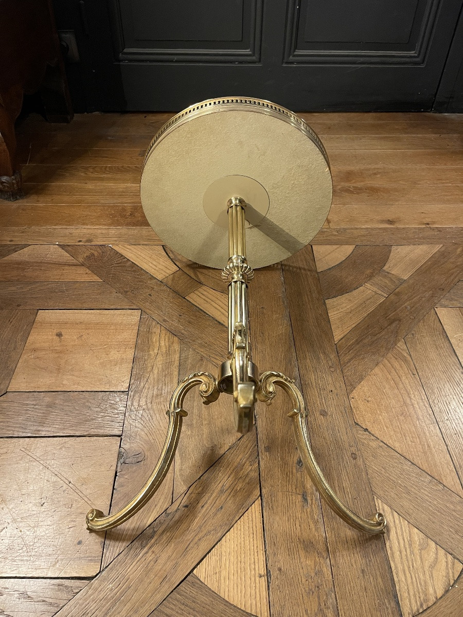 Brass Tripod Pedestal Table, Height 57.5 Cm-photo-7