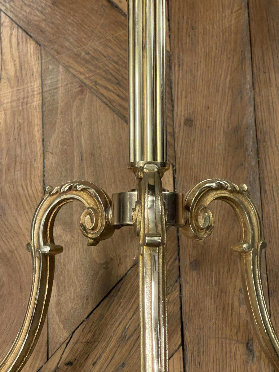 Brass Tripod Pedestal Table, Height 57.5 Cm-photo-5