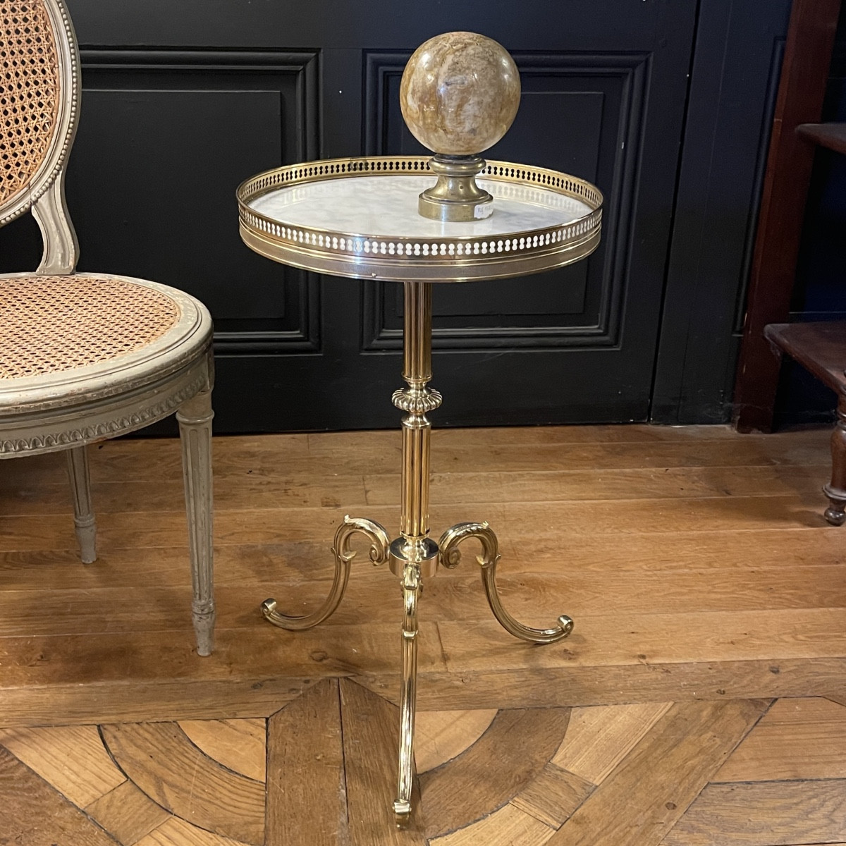 Brass Tripod Pedestal Table, Height 57.5 Cm