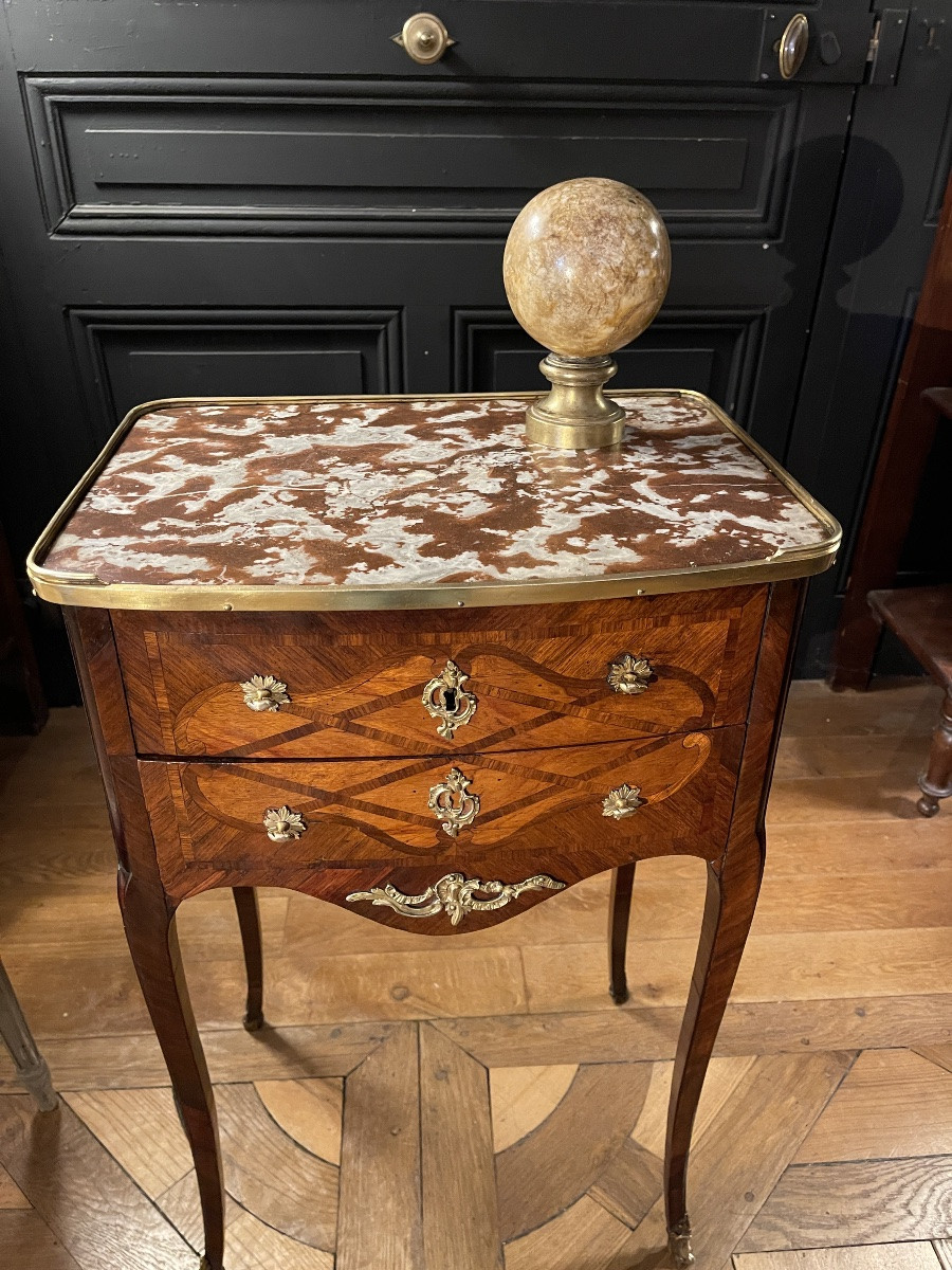 Louis XV Marquetry Chiffonier Table-photo-2