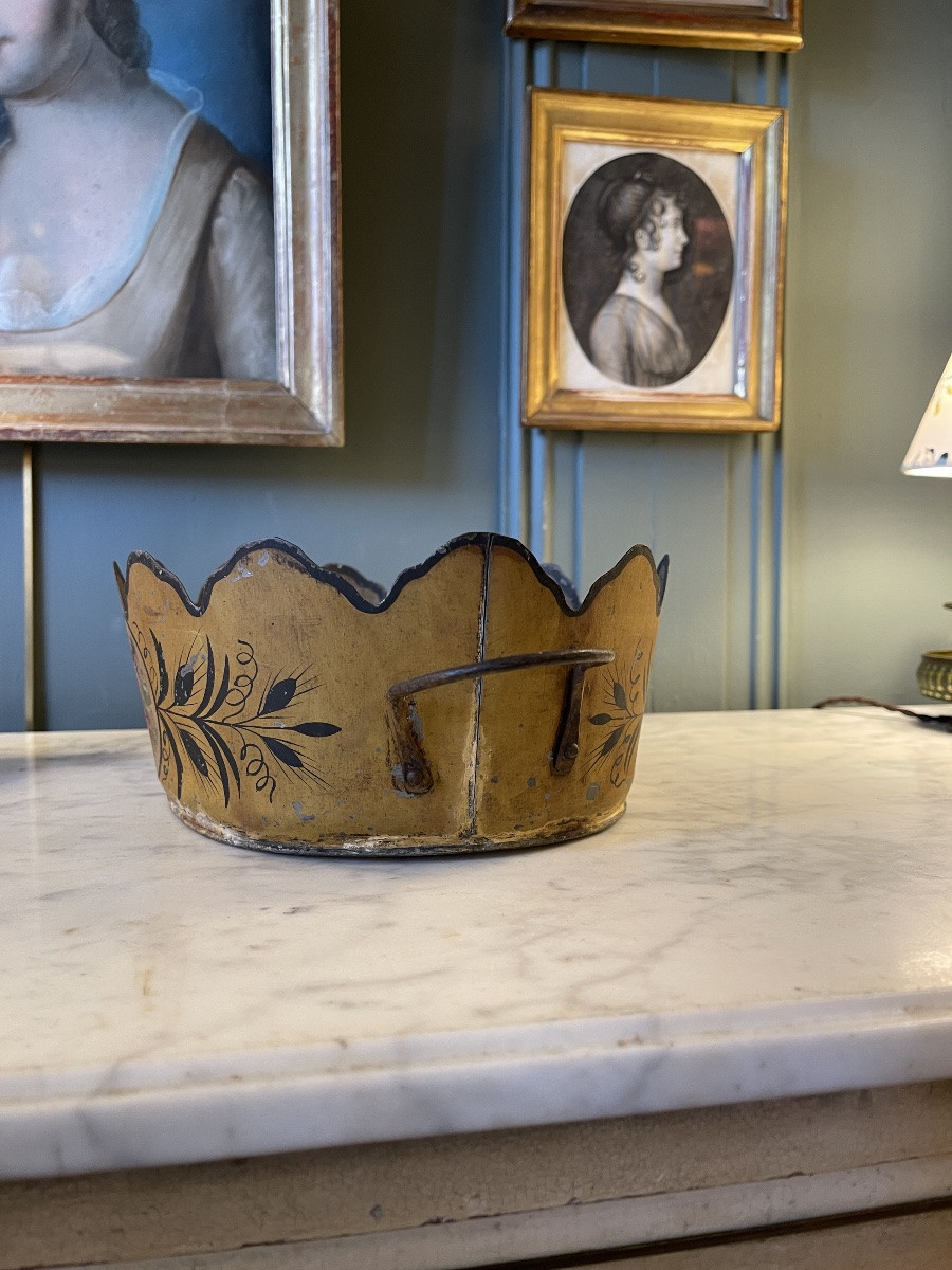 Rafraîchissoir, Verrière en tôle peinte à décor floral époque Napoléon III-photo-4