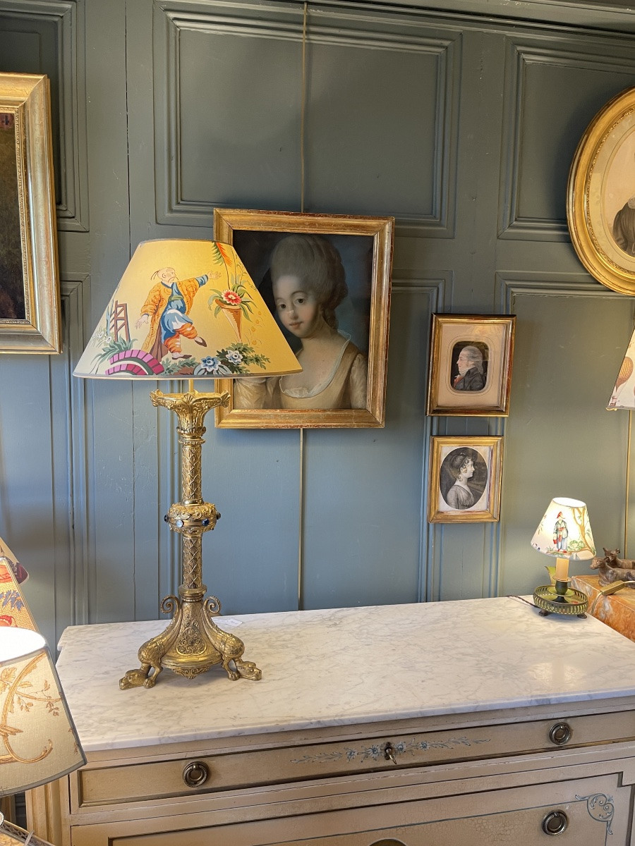 Large Bronze Tripod Lamp With Dragon Decoration, 19th Century-photo-6