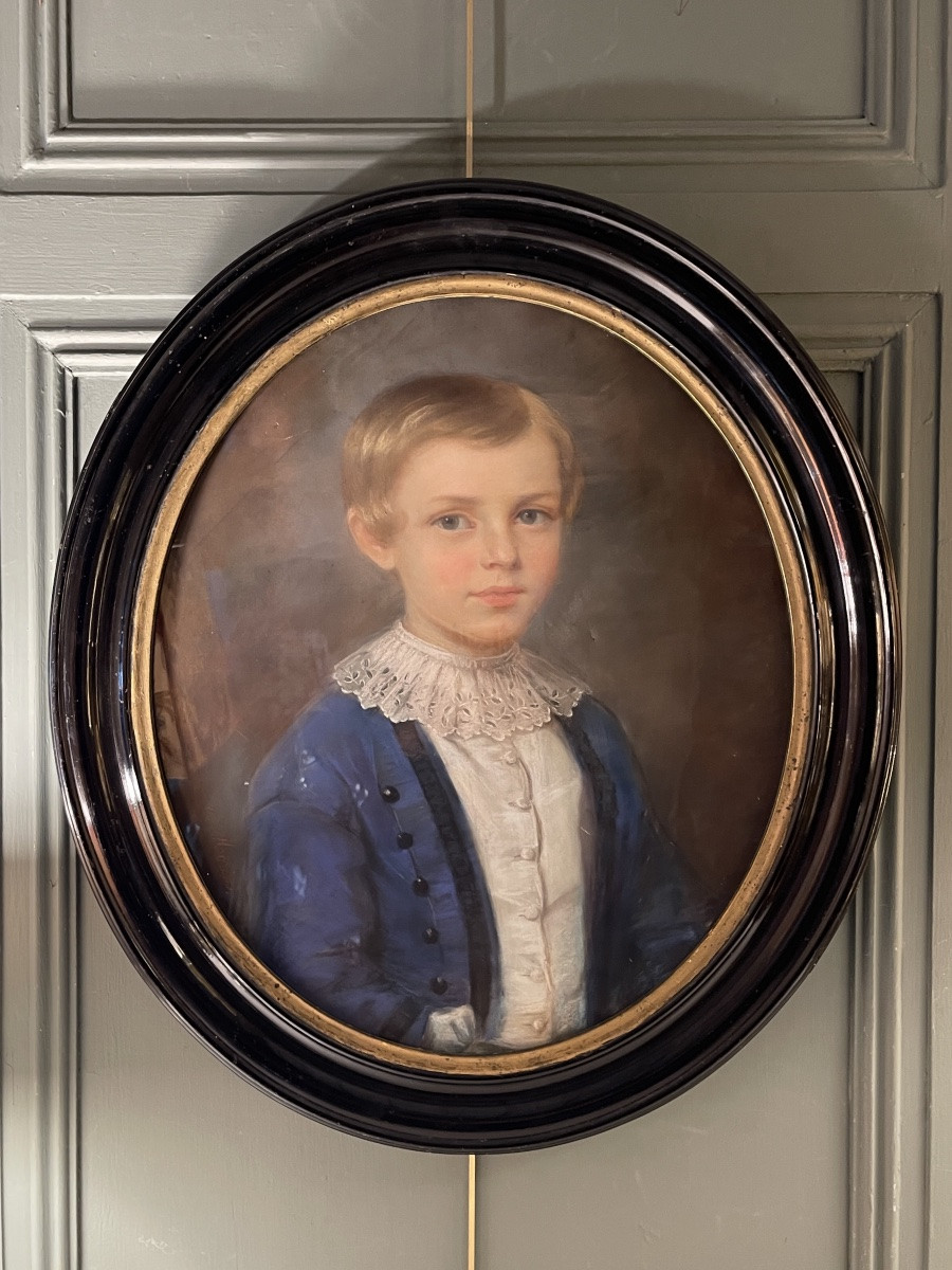 Portrait d'un jeune garçon, pastel XIXème-photo-2