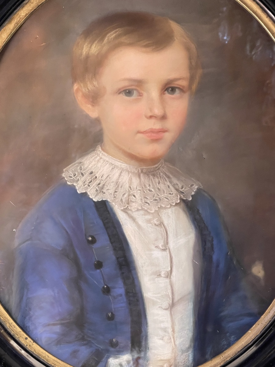 Portrait d'un jeune garçon, pastel XIXème-photo-3