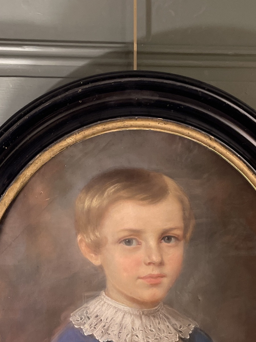 Portrait d'un jeune garçon, pastel XIXème-photo-1