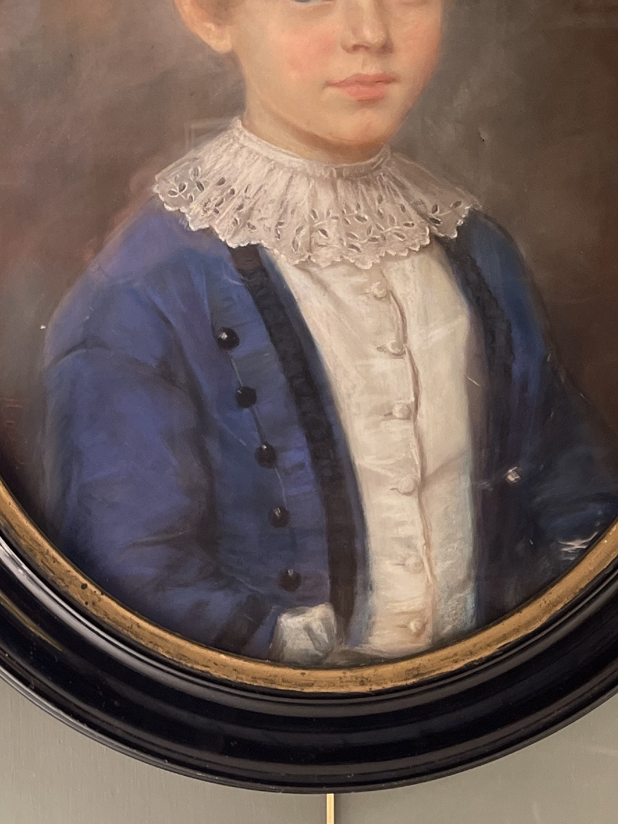 Portrait d'un jeune garçon, pastel XIXème-photo-3