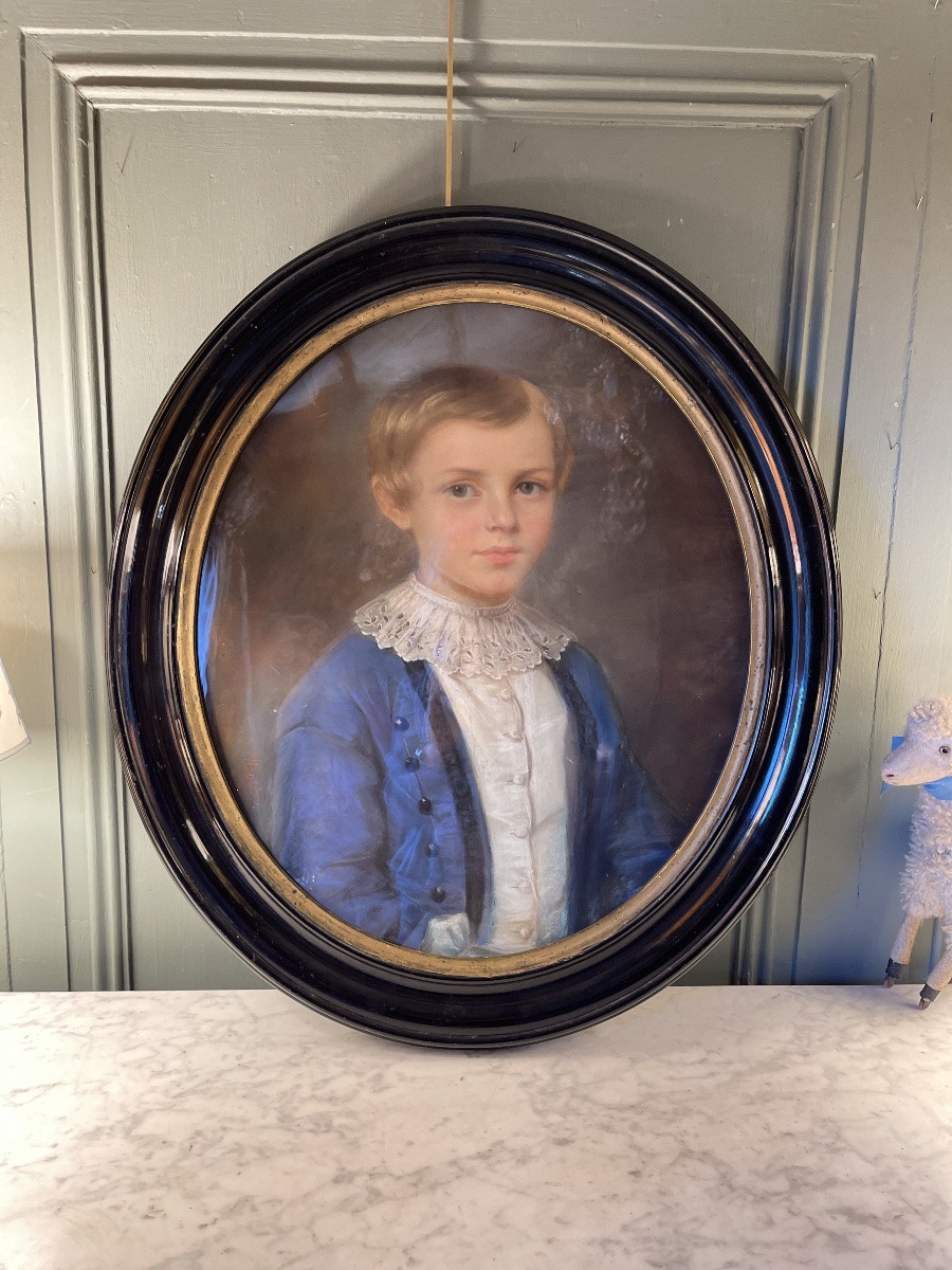Portrait d'un jeune garçon, pastel XIXème-photo-6