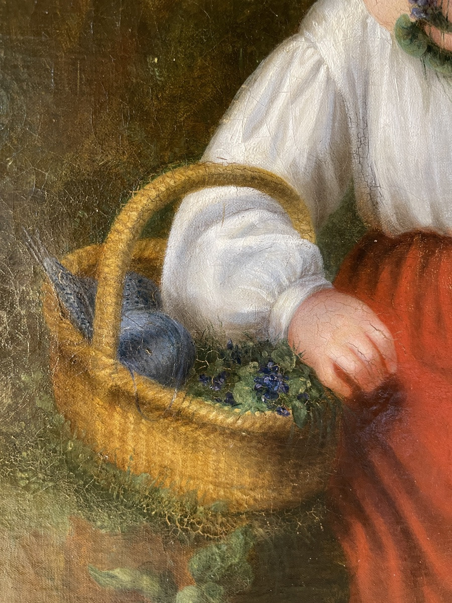 Portrait d'une petite fille aux fleurs de Violettes, daté 1866-photo-5