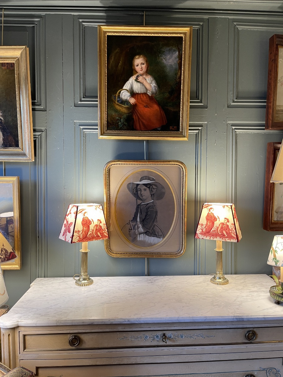 Portrait d'une petite fille aux fleurs de Violettes, daté 1866-photo-8