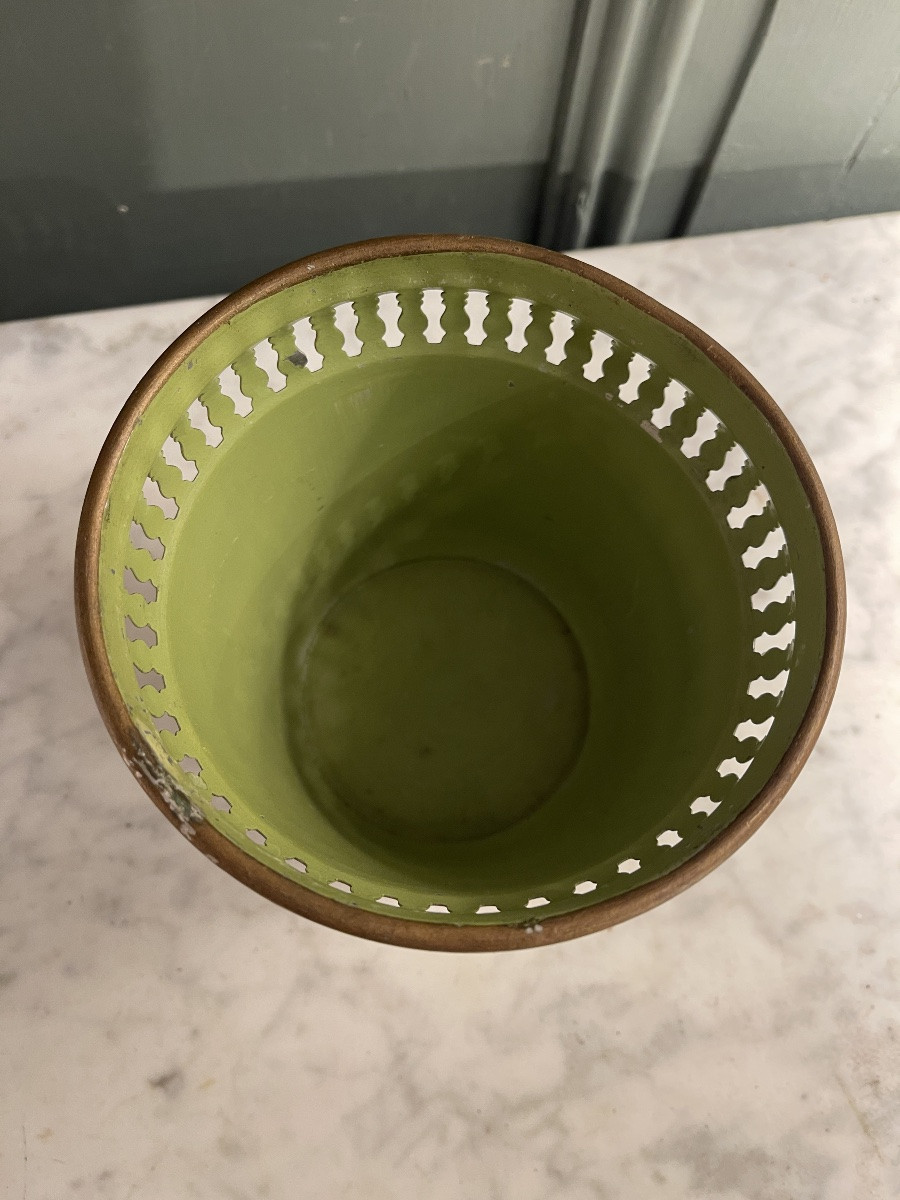 Small Flowerpot, Basket In Painted Tin-photo-1