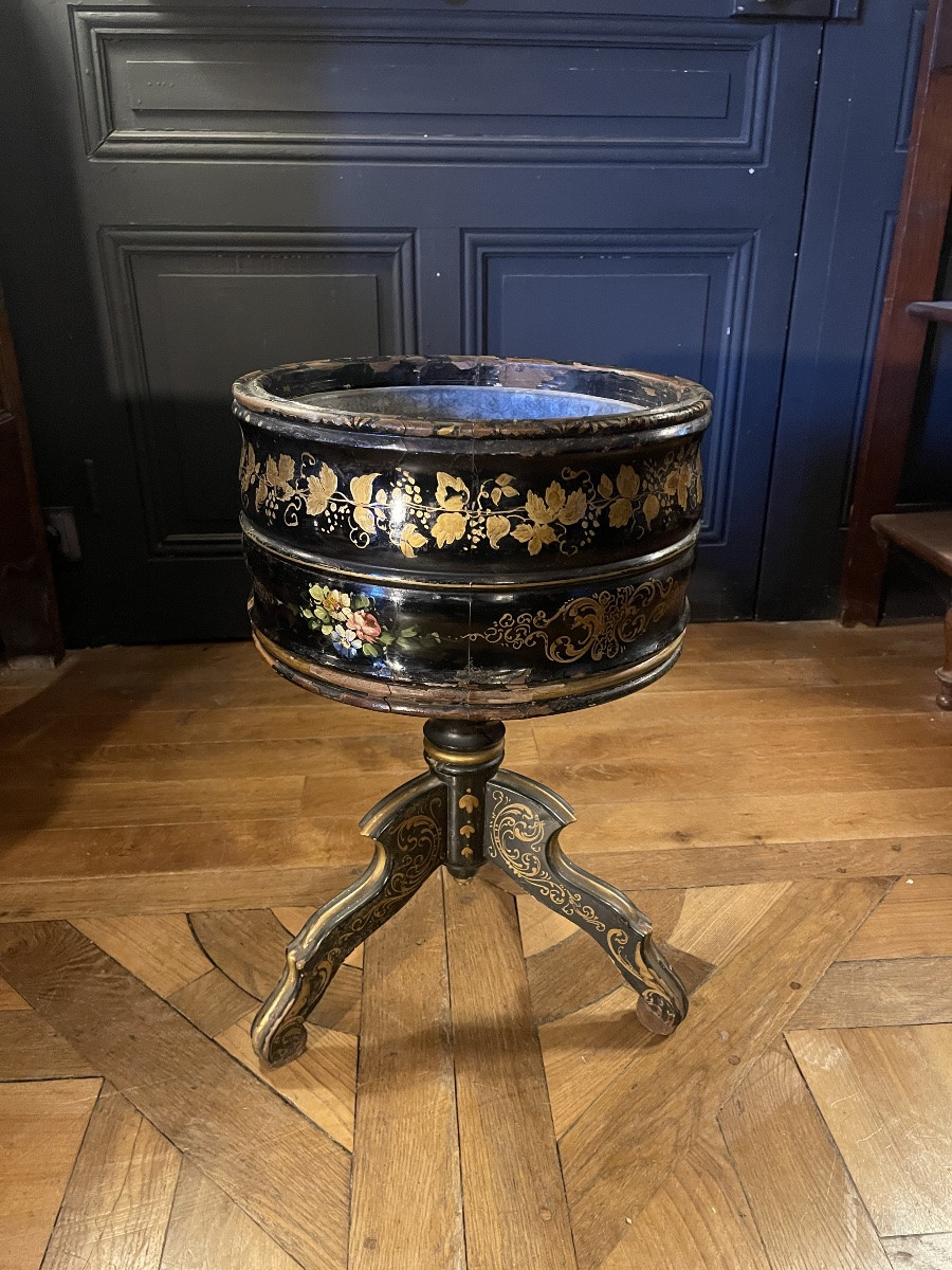 Jardinière en bois noirci et peint époque Napoléon III N°1-photo-4