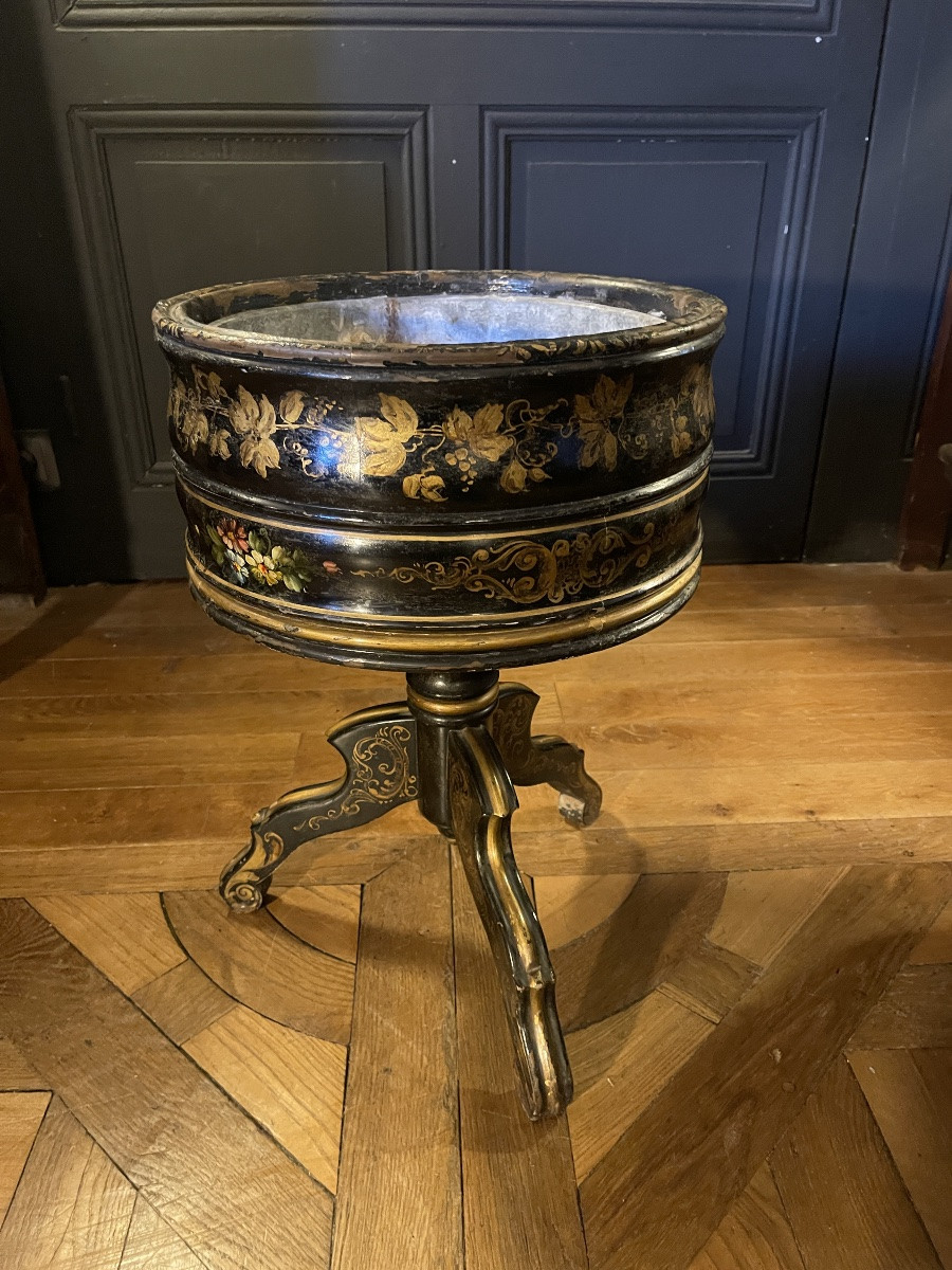 Blackened And Painted Wooden Planter, Napoleon III Period No. 2-photo-2