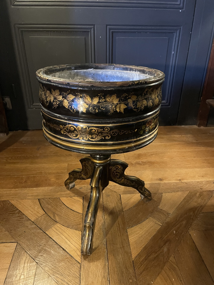Blackened And Painted Wooden Planter, Napoleon III Period No. 2-photo-3